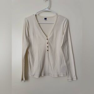 Old Navy Ivory Button-Front V-Neck Top